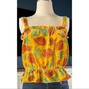 Anthropologie Felipa Cropped Velvet Pineapple Top L
